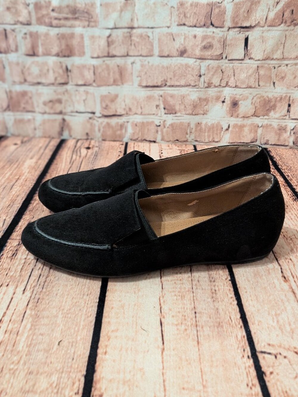 Solanz Black Suede Slip-On Loafers  Size 7.5M
